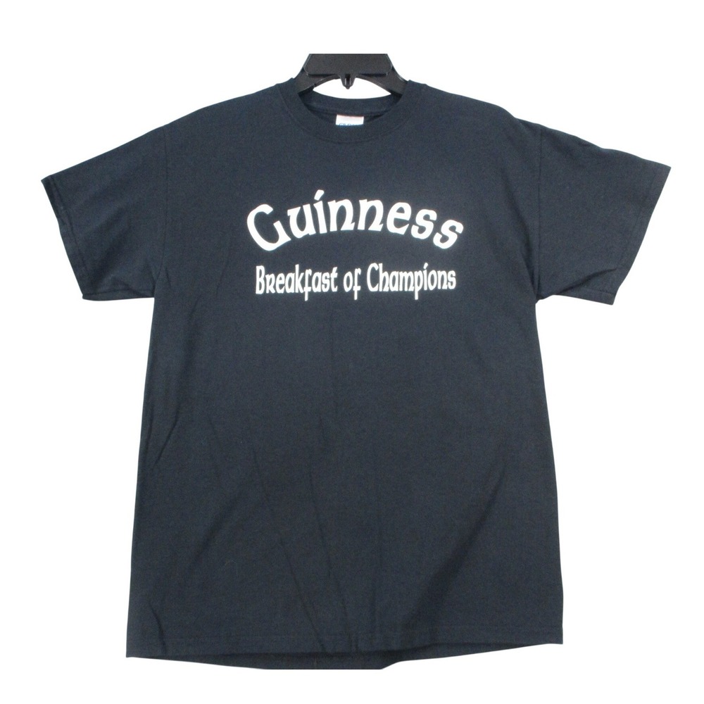 Guinness Breakfast of Champions Black Graphic T-Shirt Mens Size Large Beer Tee